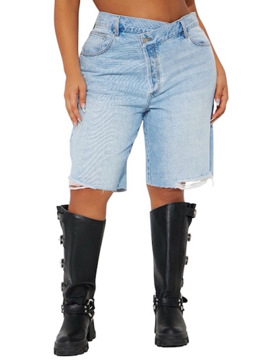 Fashion Nova Pants - [Fashion Nova] Crossover Baggy Denim Jorts